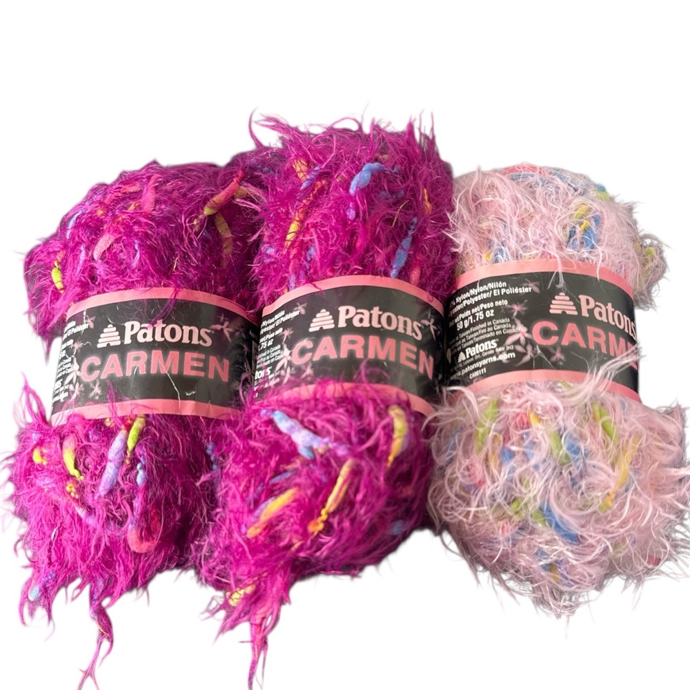 Lot of 3 Patons CARMEN Yarn Violet & rose